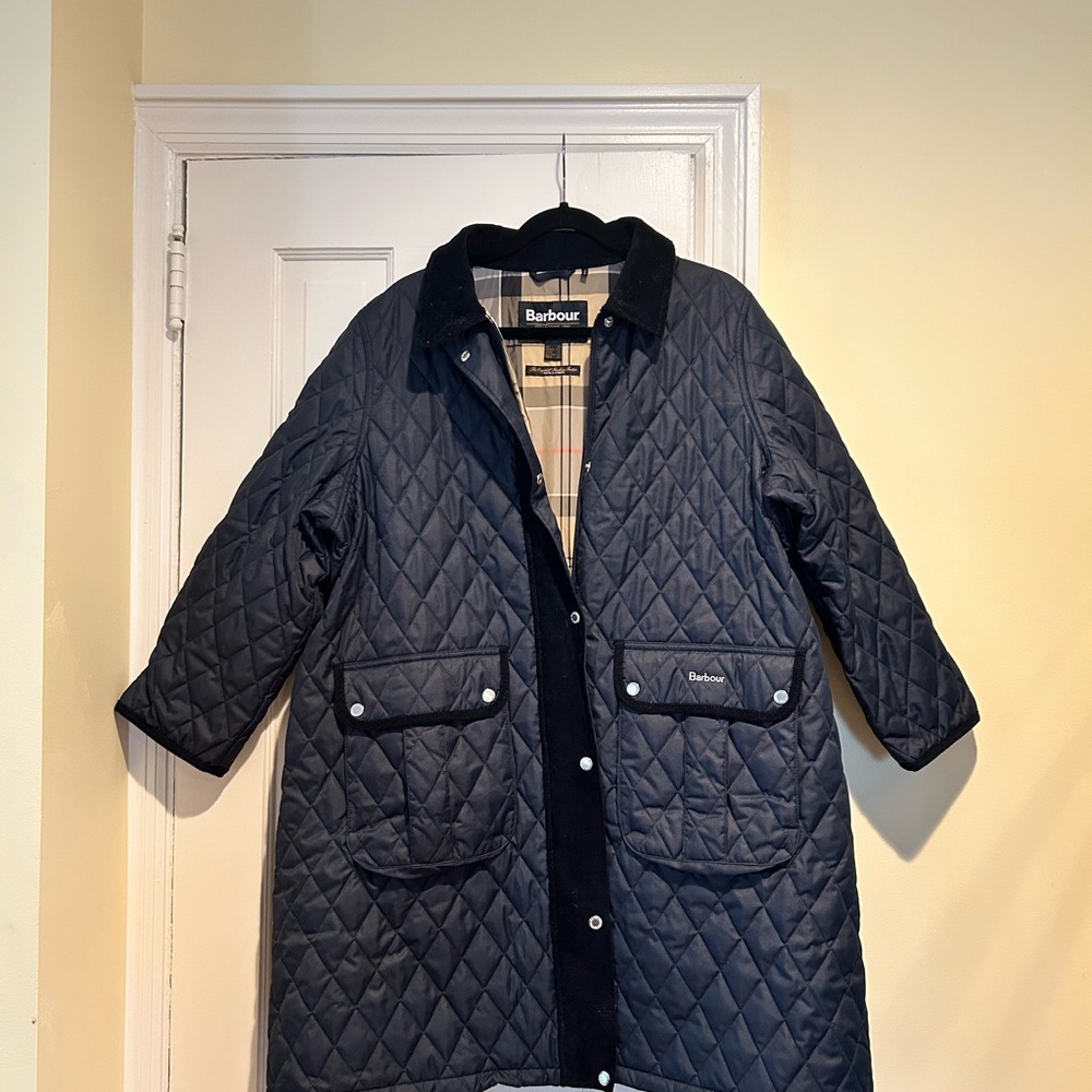 Barbour dark navy coat